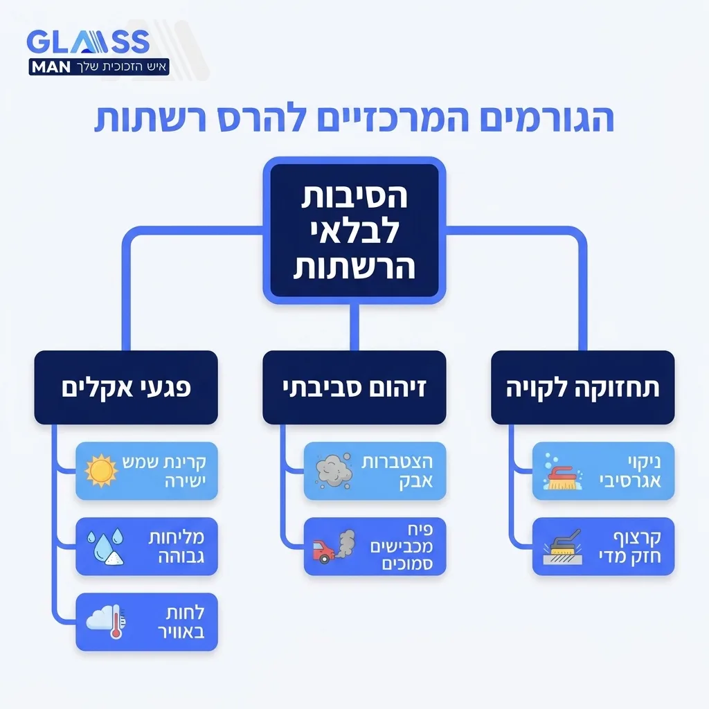 אינפוגרפיקה — הגורמים המרכזיים להרס רשתות: הסיבות לבלאי הרשתות