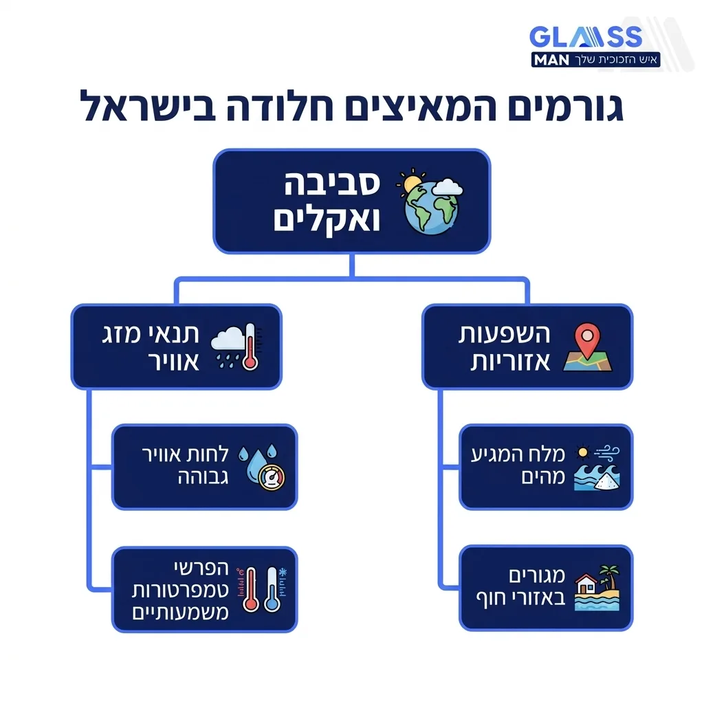 אינפוגרפיקה — גורמים המאיצים חלודה בישראל: סביבה ואקלים